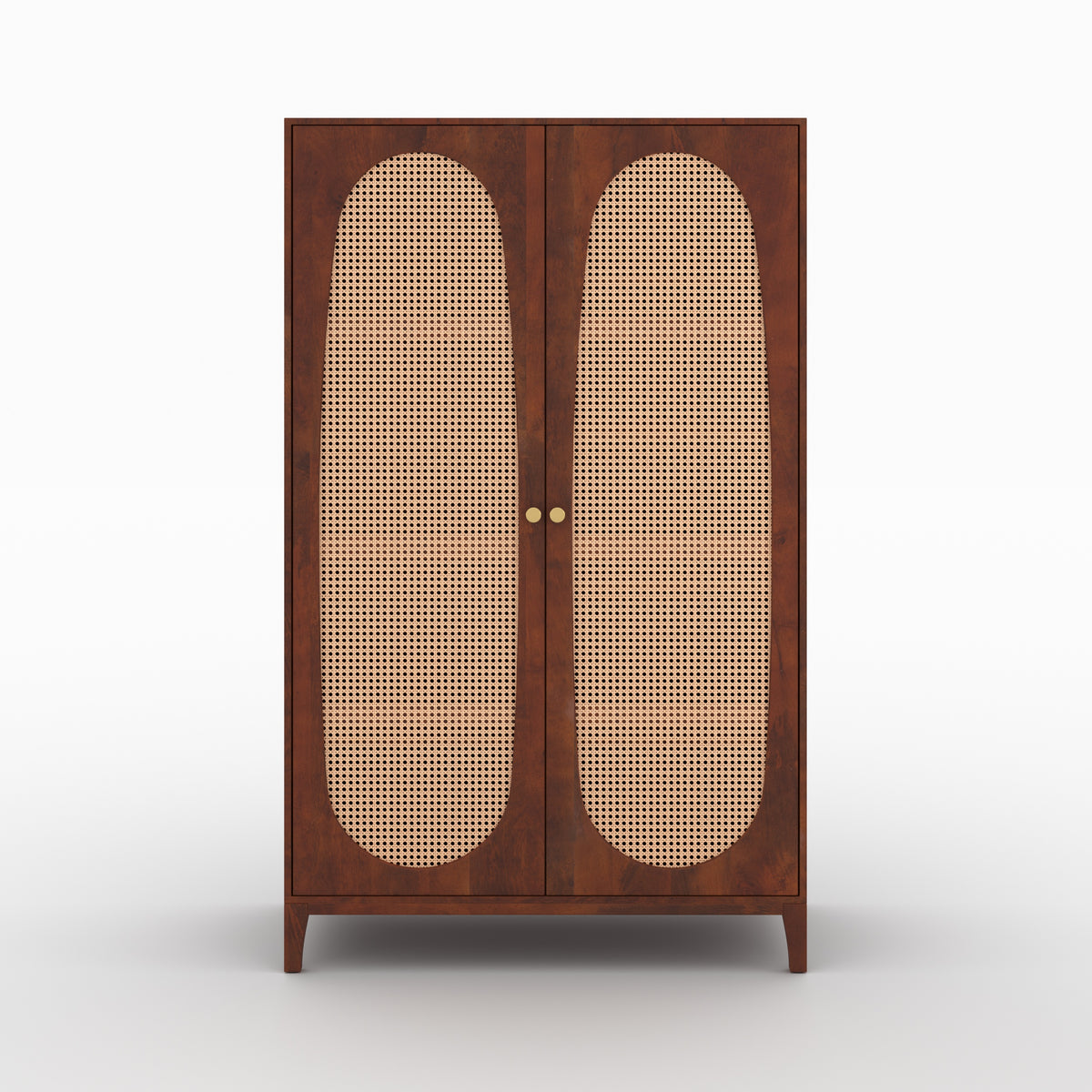 Armoire Lanka bois de manguier cannage laiton face – Maison Pavane
