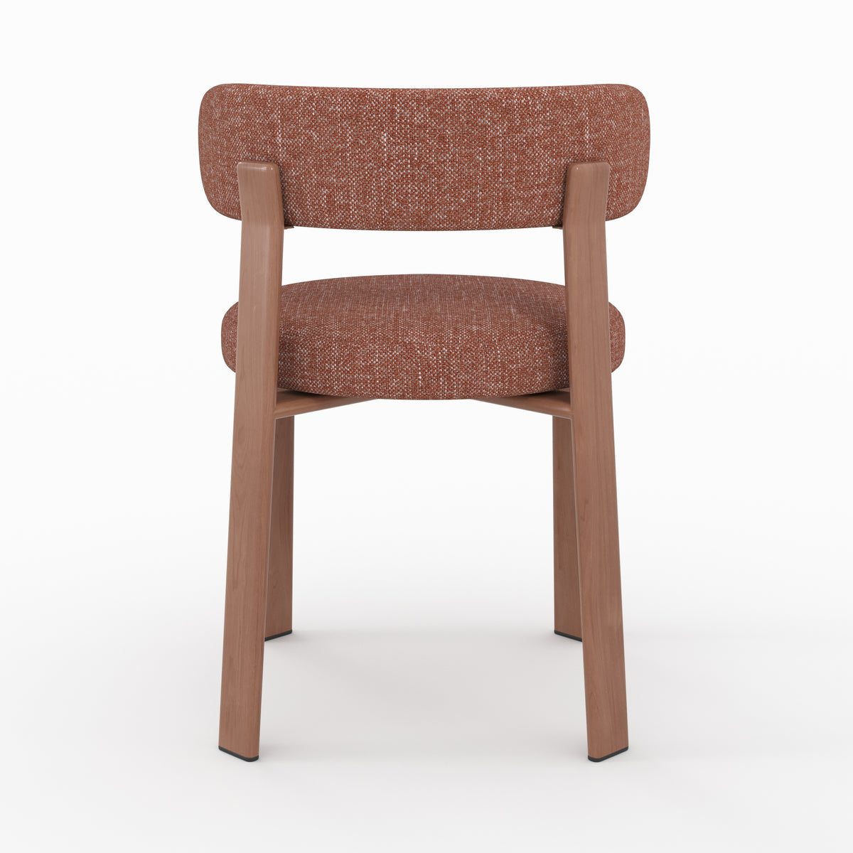 Aura chaise tissu texture brun canelle pieds métal effet bois vue arrière