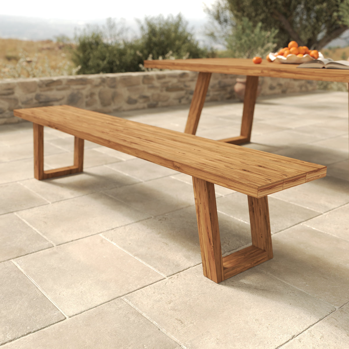 banc de jardin en bois de teck recycle 220 cm luma