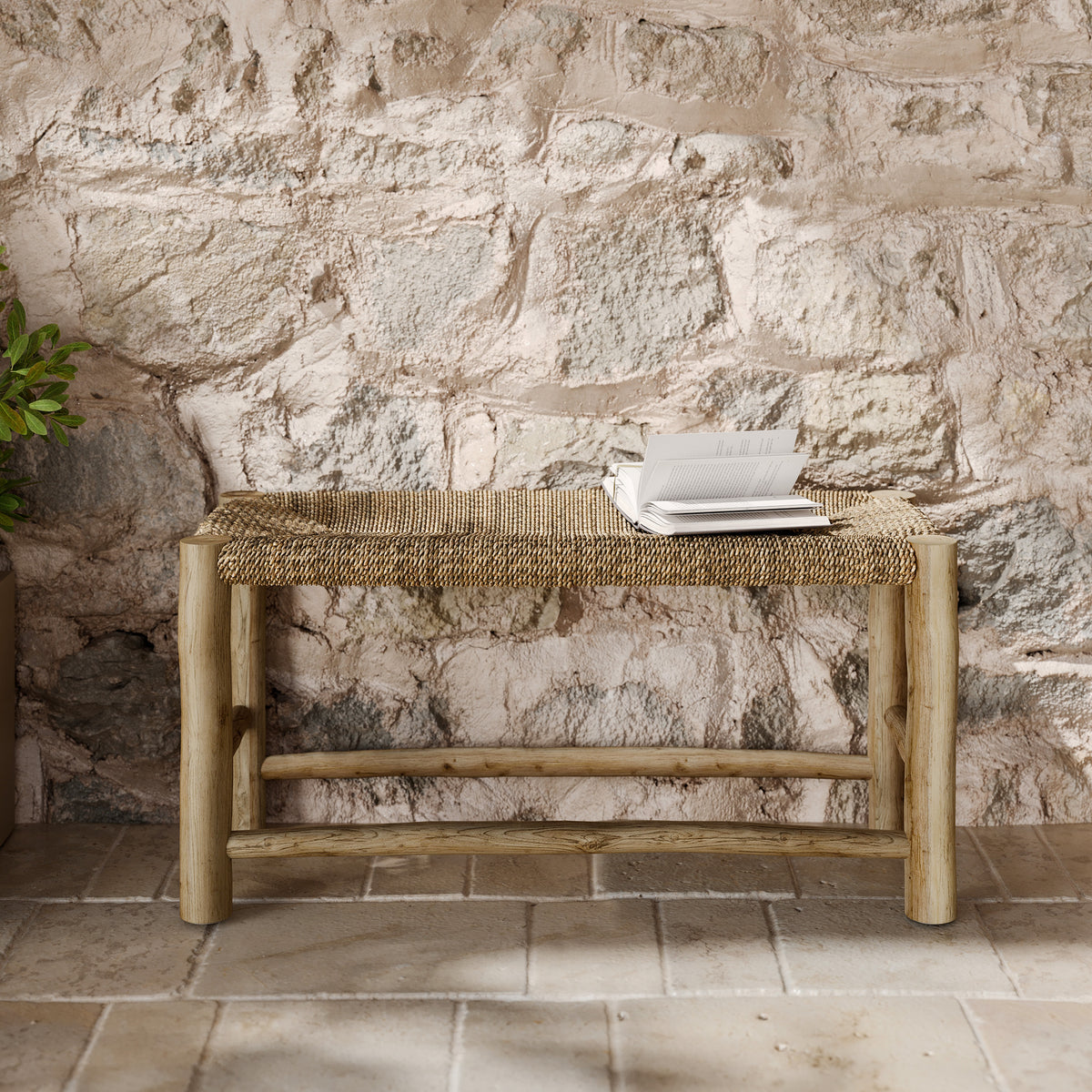 banc en bois et tressage jovan rdv deco