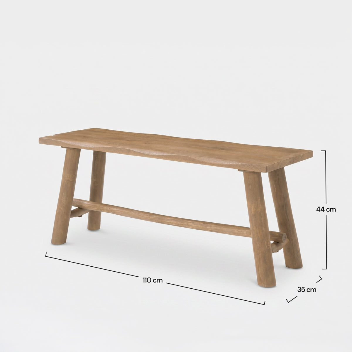 Dimensions du banc Toxis en bois de manguier marron 110 cm - Maison Pavane