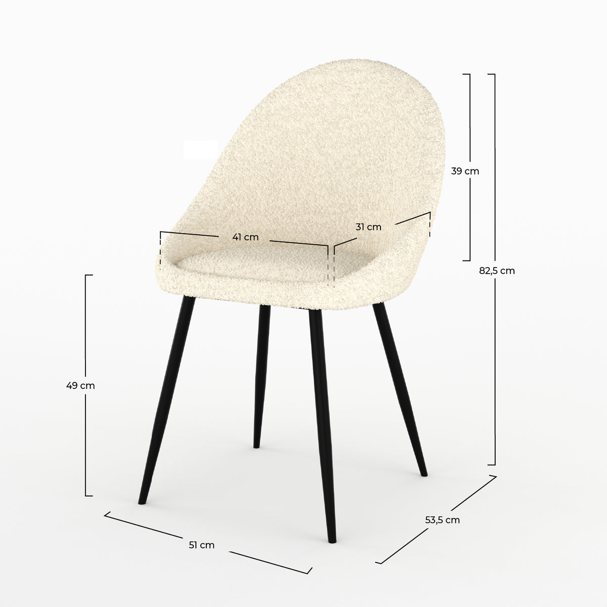 blanc casse chaise tissu boucle lot 2 rona