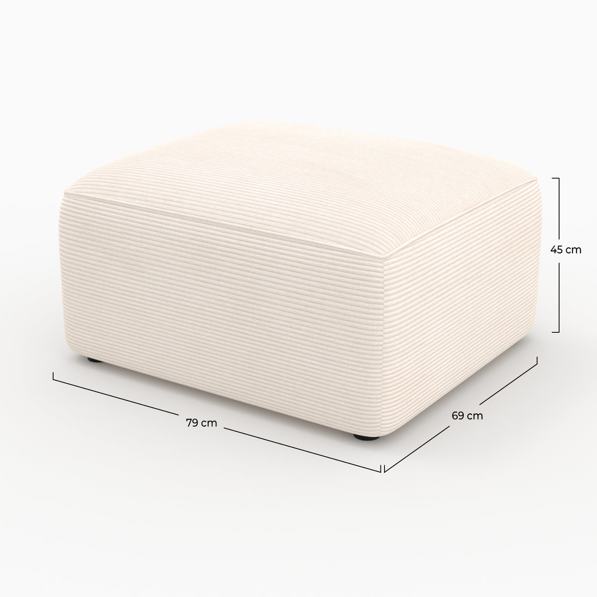 Blanc cassé pouf rectangulaire velours Mina canapé modulable