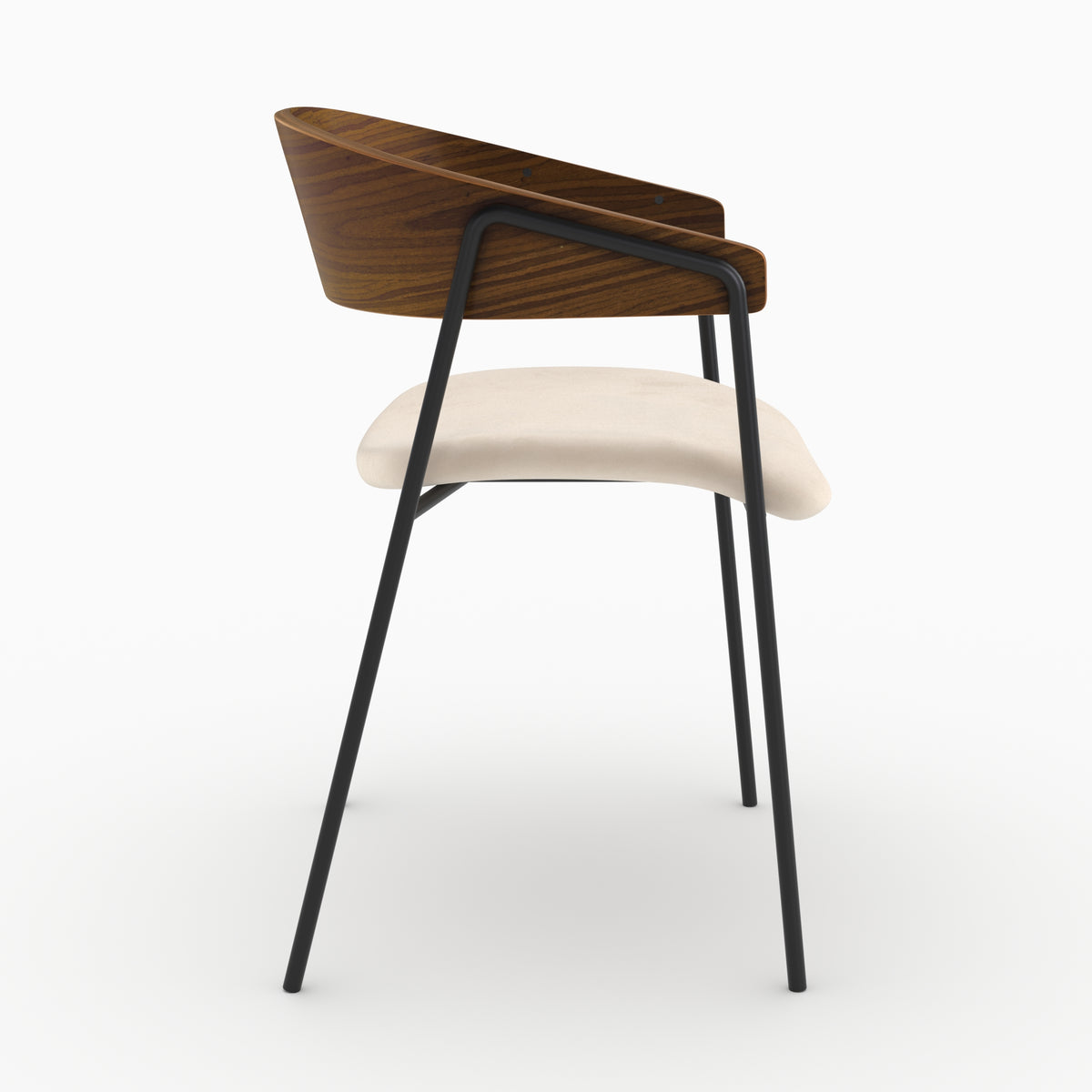 Blanc cassé velours chaises Esmée noyer lot 2