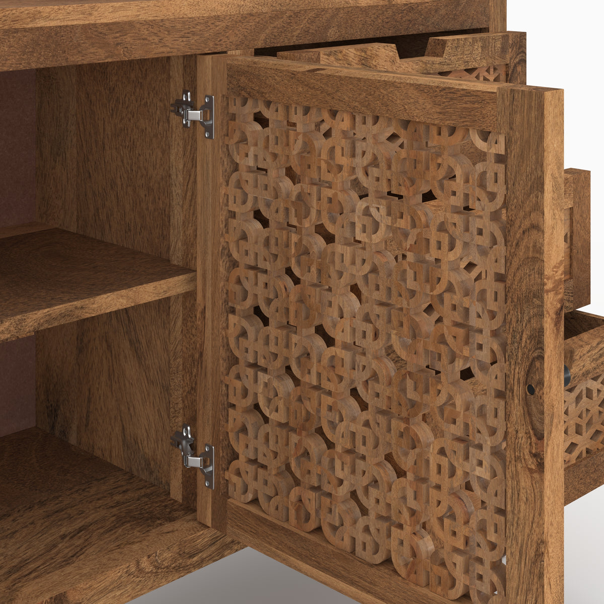 buffet in legno di mango ajouré Jaya marrone con spazio di archiviazione
