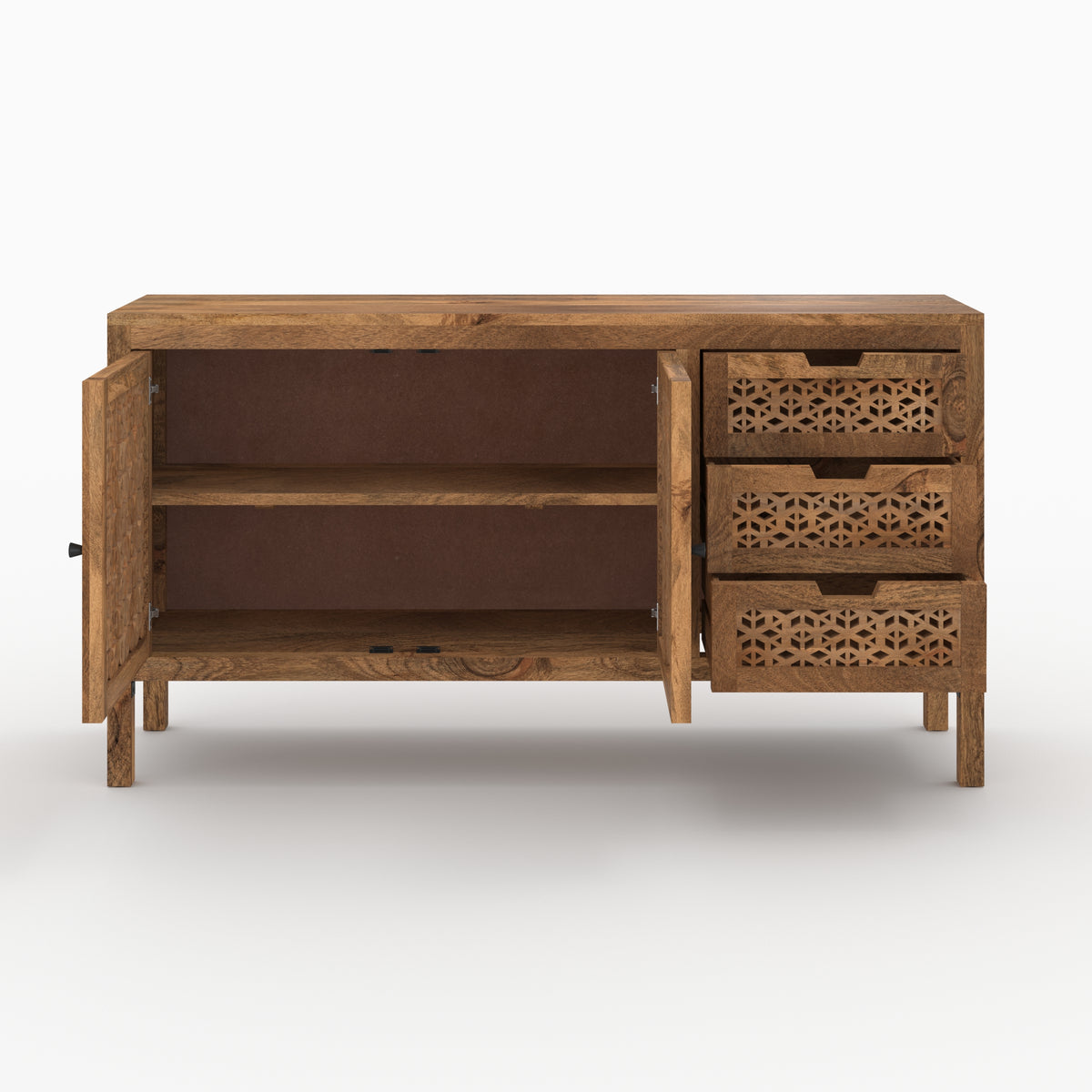 buffet intagliato in legno di mango jaya marrone cassetti