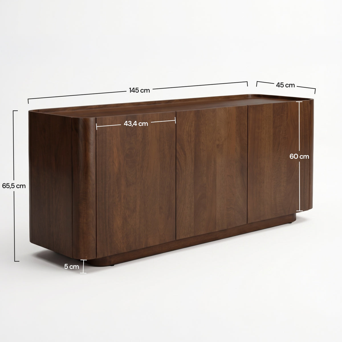 Buffet Aldo en bois de manguier noyer, dimensions - Maison Pavane
