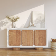 buffet en beton blanc et porte en bois d acacia eden
