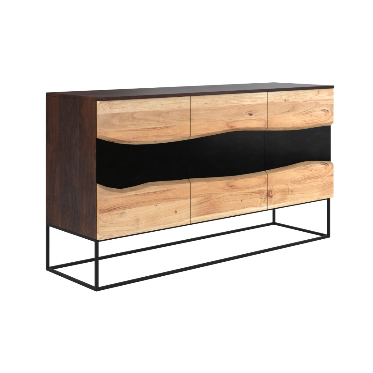 buffet en bois d accacia et metal noir alabama