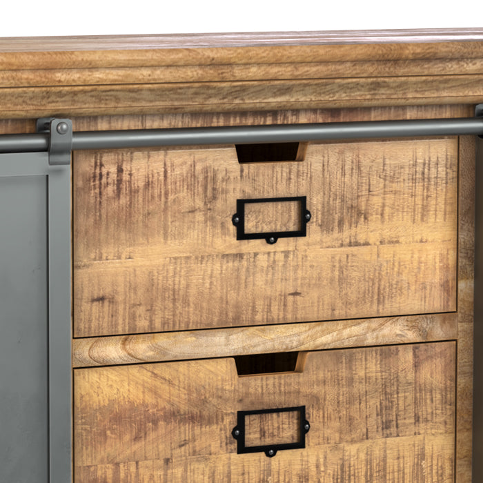 buffet en bois de manguier massif 3 tirois 2 portes