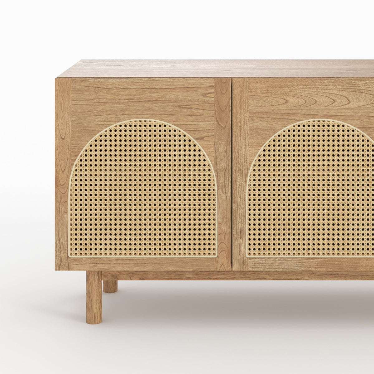 buffet en bois et rotin