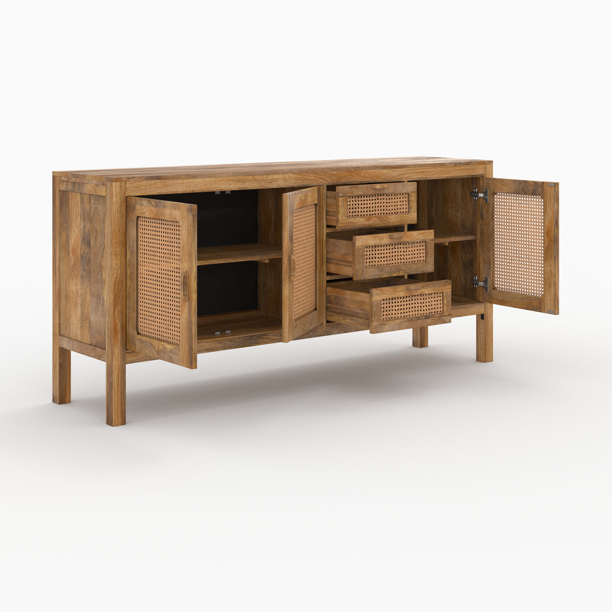 buffet en cannage 3 portes et 3 tiroirs tiki