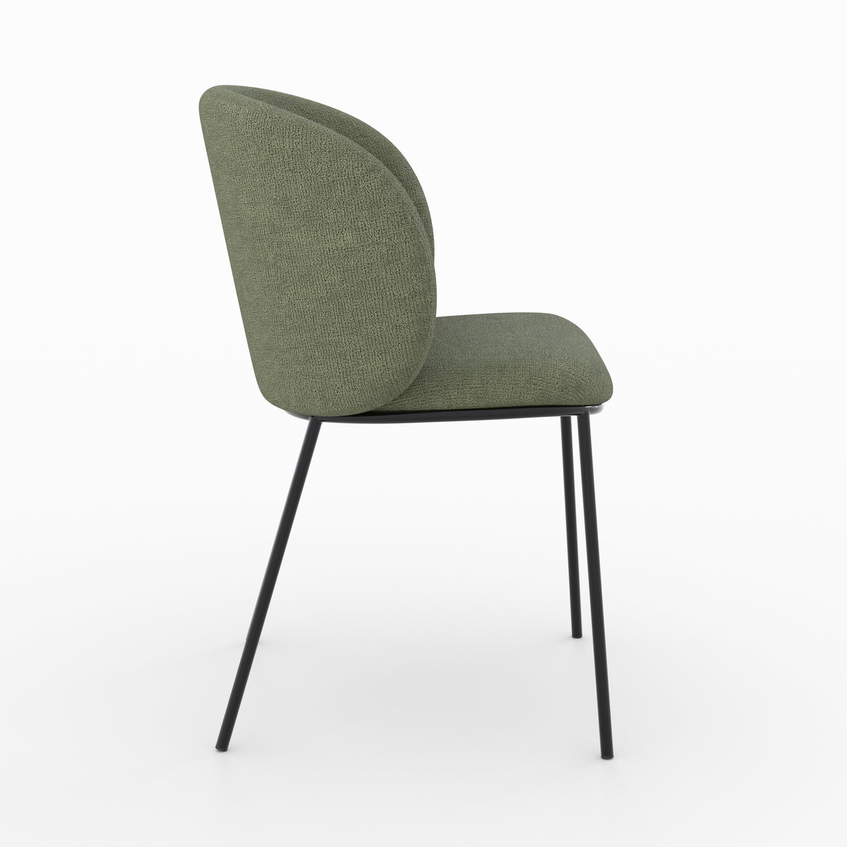 Bulle chaise vert kaki tissu pieds métal noir vue côté