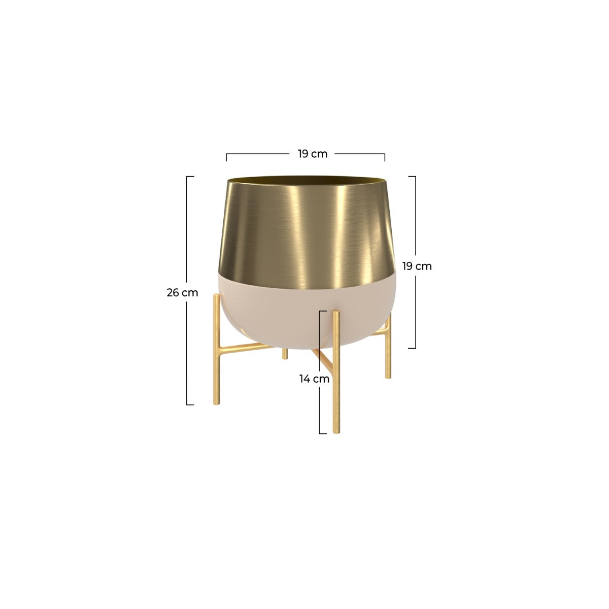 cache pot moose en metal rose clair et dore