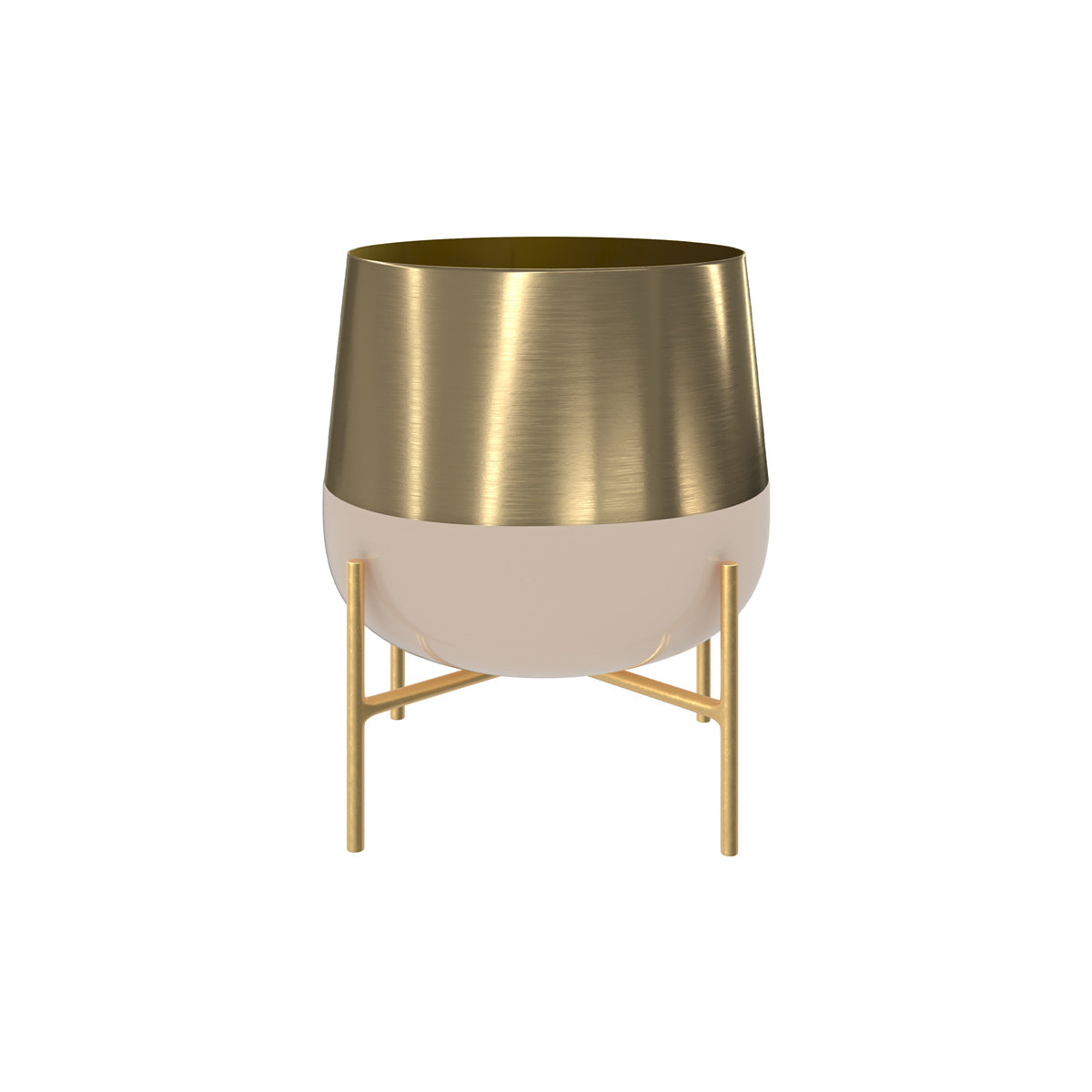 cache pot moose en metal vieux rose et dore