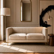 Canapé 2 places en velours beige Gatsby – Maison Pavane
