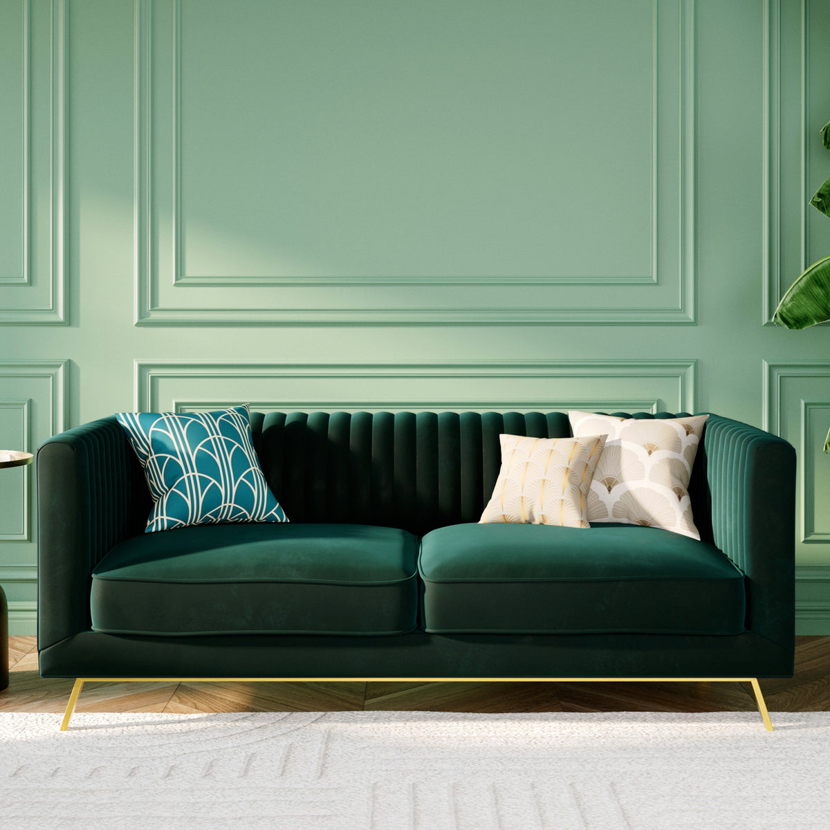 canape 2 places en velours vert gatsby rdv deco