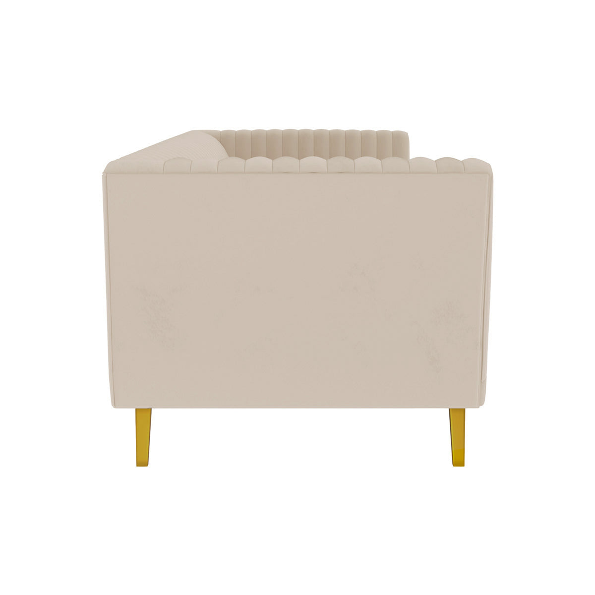 Canapé 2 places Gatsby velours beige profil latéral – Maison Pavane