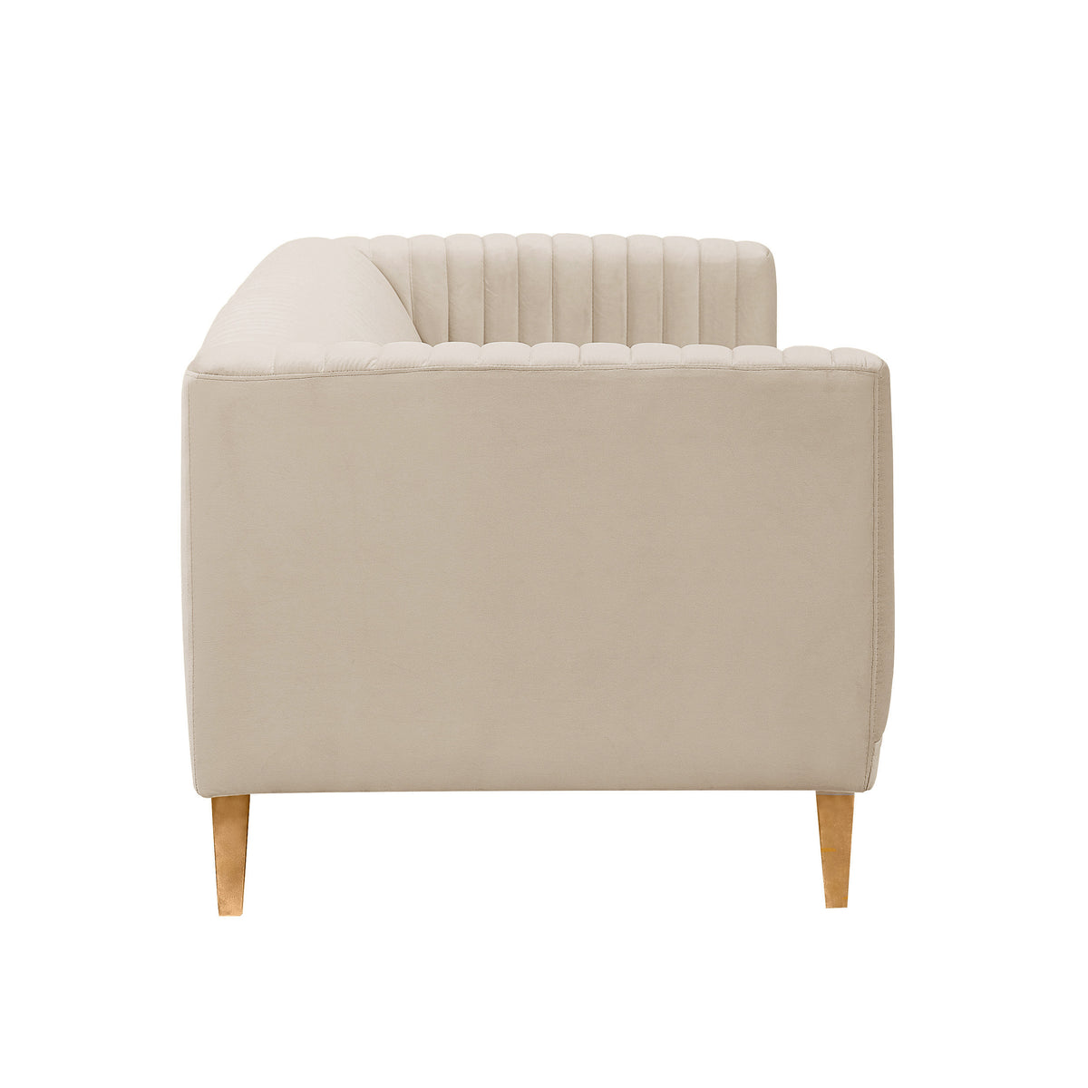 Canapé 3 places Gatsby velours beige profil latéral – Maison Pavane