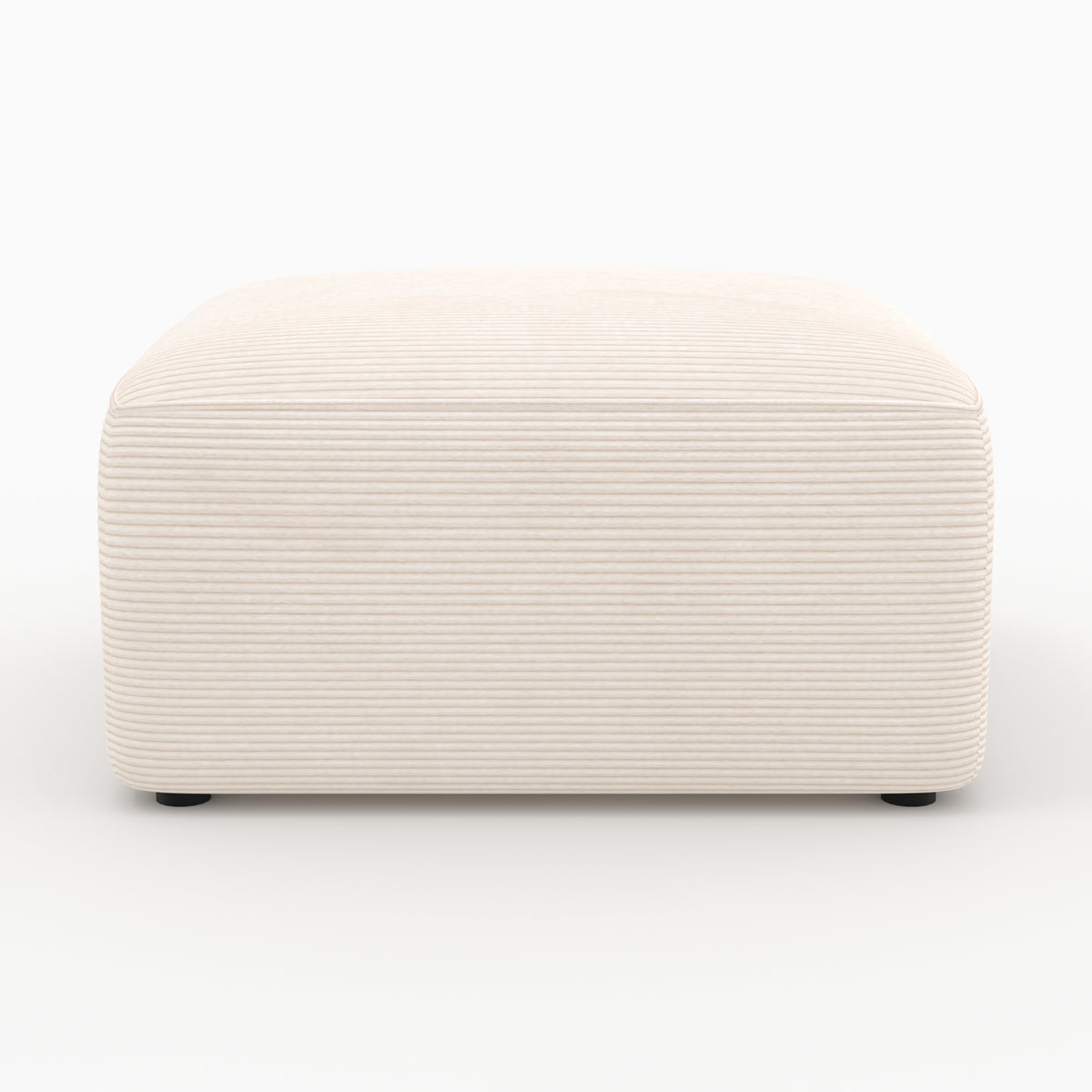 Canapé blanc 4 places Mina velours côtelé modulable avec 2 poufs