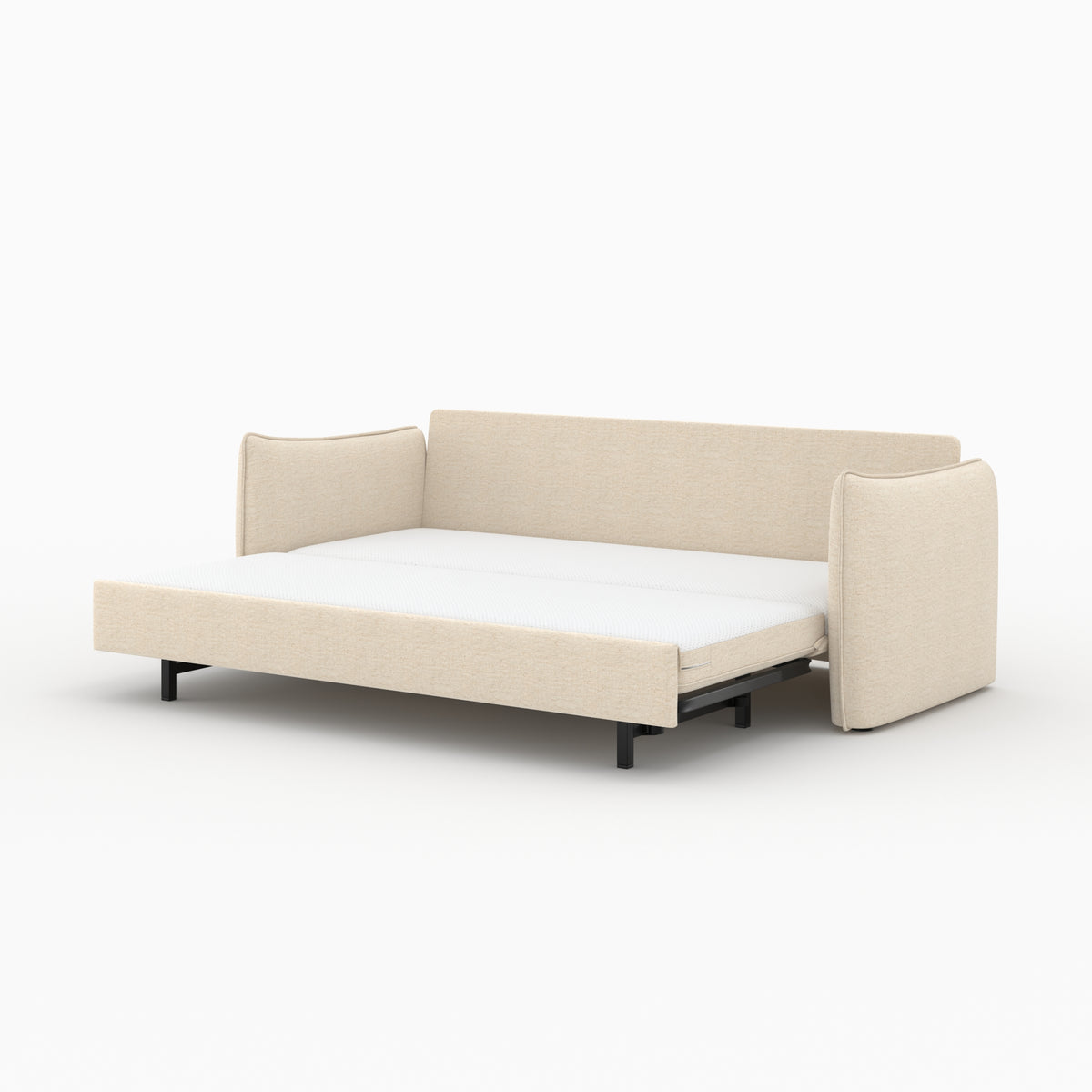 canape convertible 3 places celeste en tissu effet lin blanc