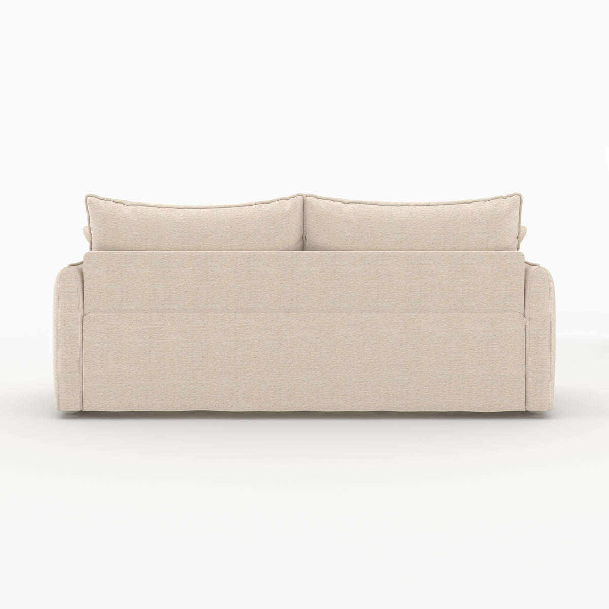 canape convertible 3 places celeste tissu effet lin blanc casse