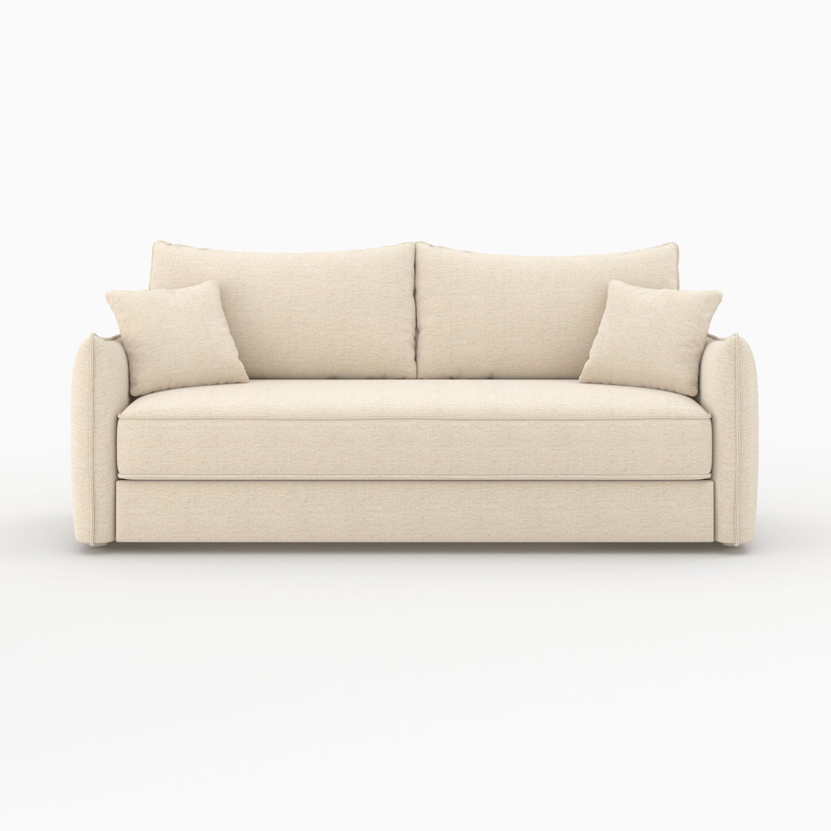 canape convertible celeste 3 places en tissu effet lin blanc casse