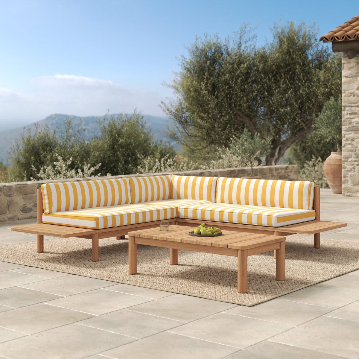 Canapé de jardin rayé jaune