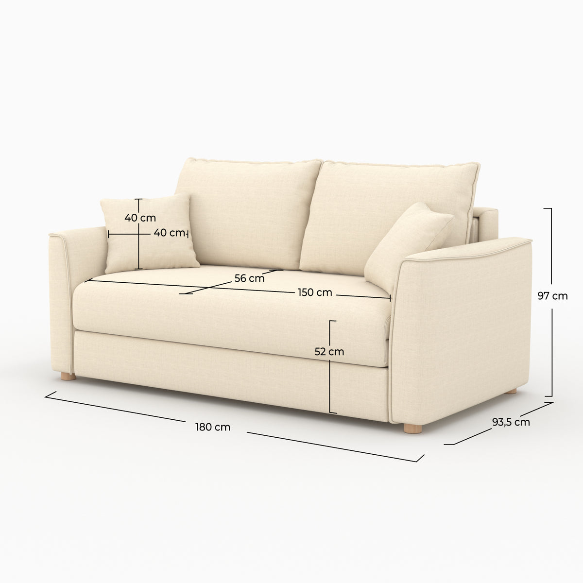 canape lit 2 places en tissu texture beige olympe canape convertible