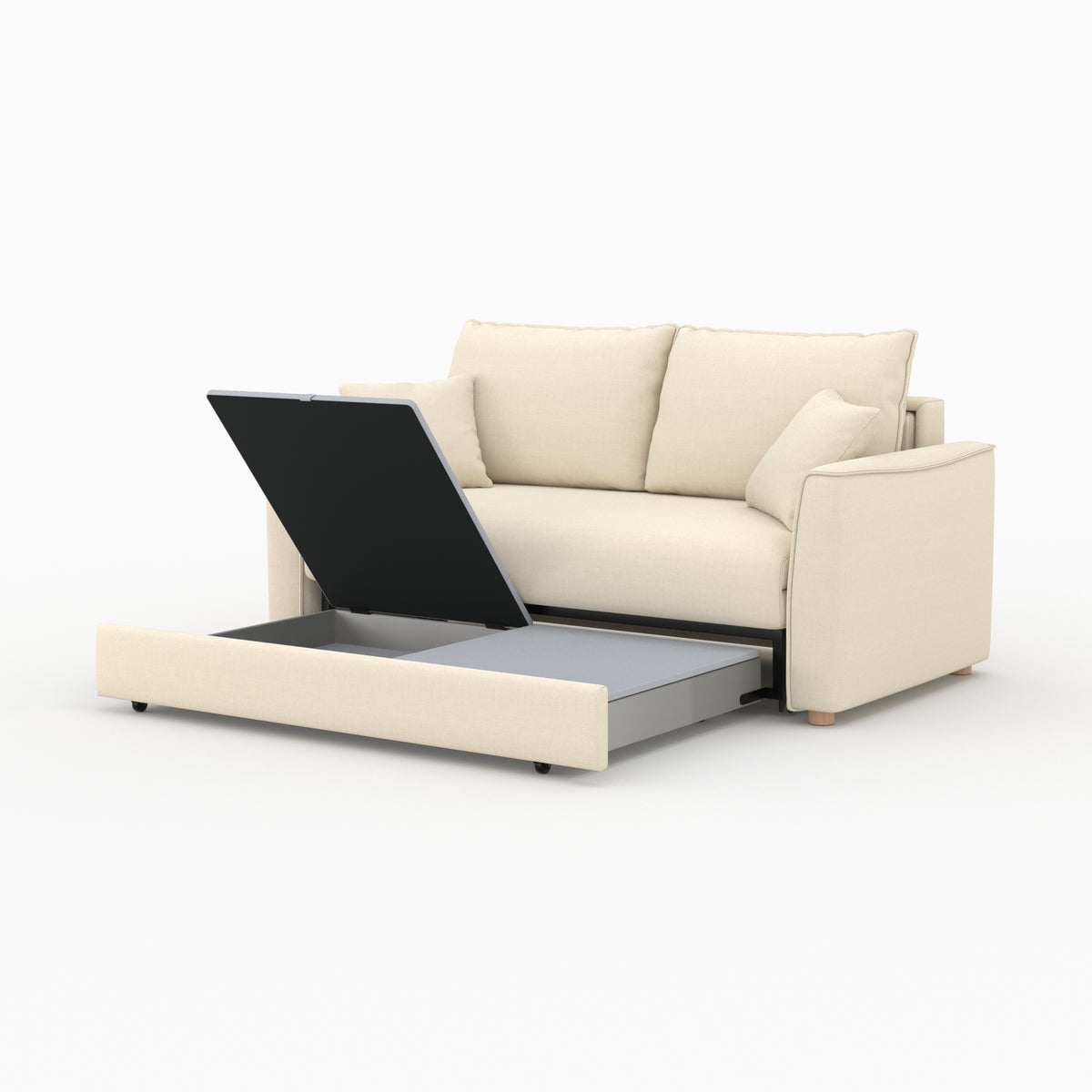 canape lit 2 places olympe en tissu texture beige