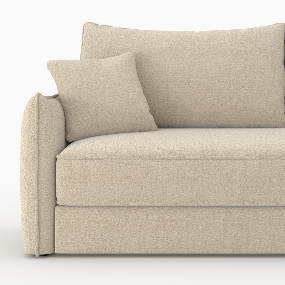 canape lit 3 places celeste en tissu effet lin beige
