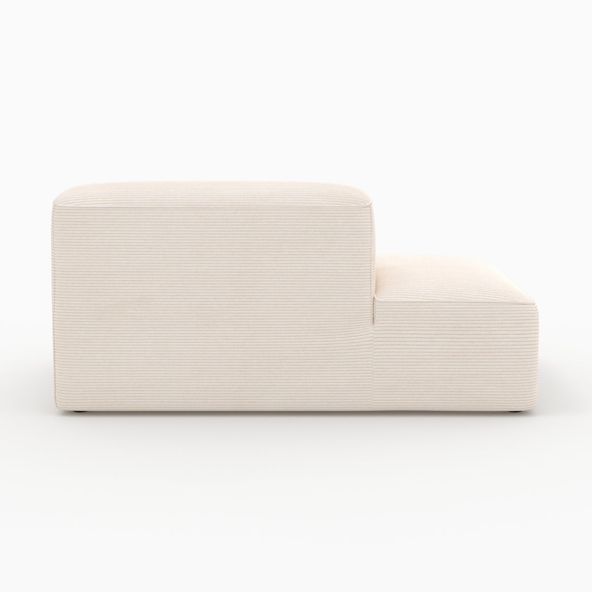 Canapé Mina 4 places 2 poufs blanc velours côtelé modulable