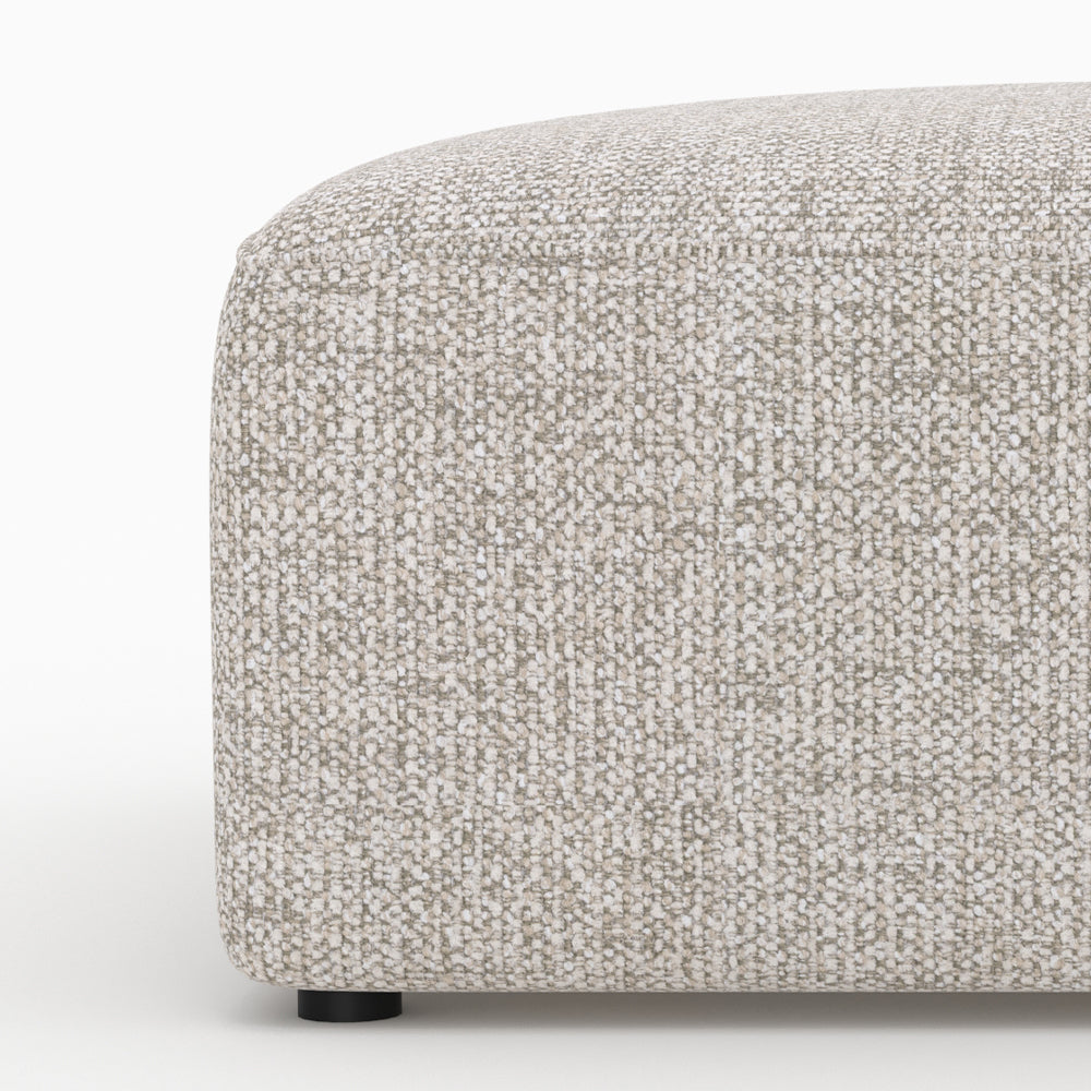 Canapé modulable 3 places Mina tissu beige avec pouf