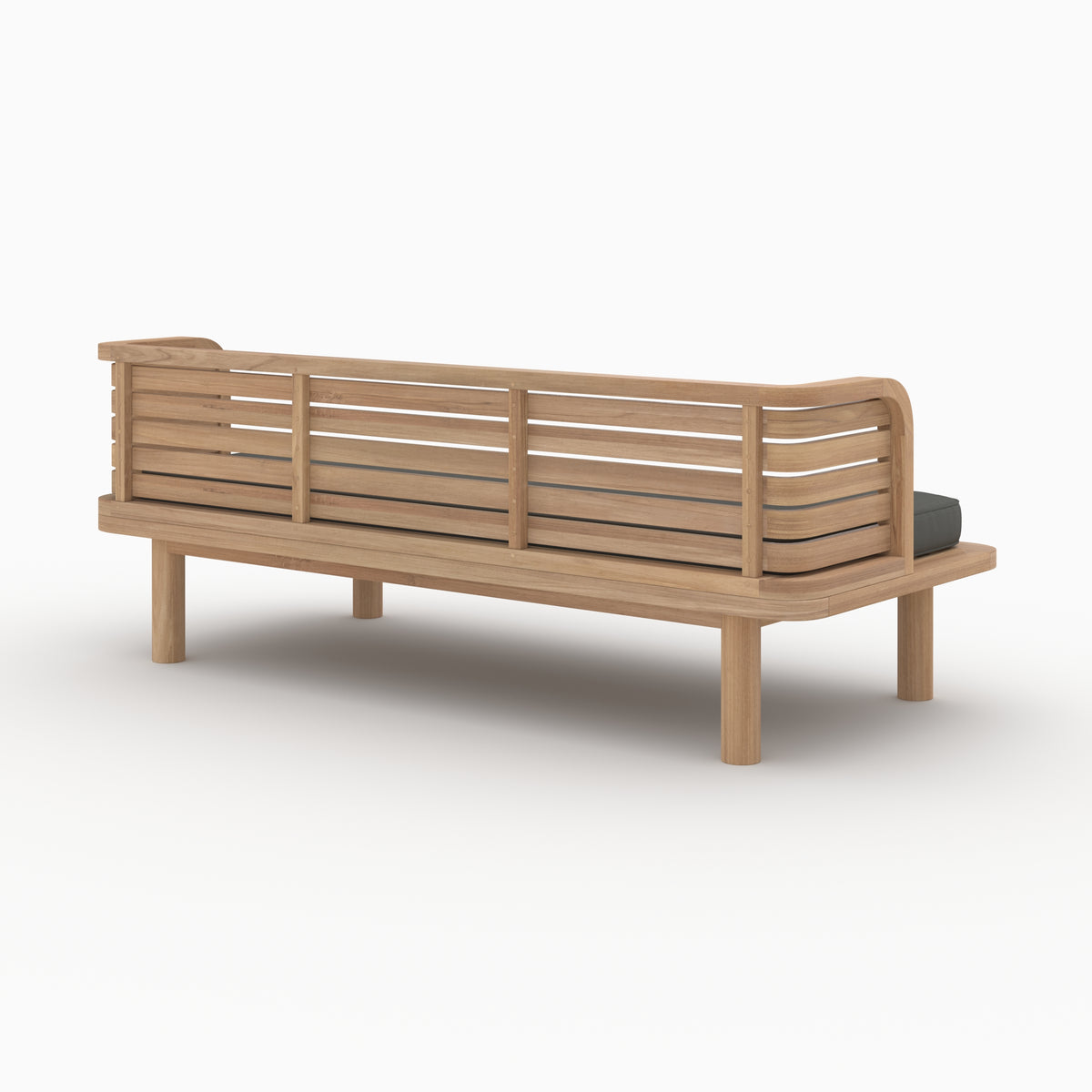Canapé teck massif jardin Kilda coussin gris deux places