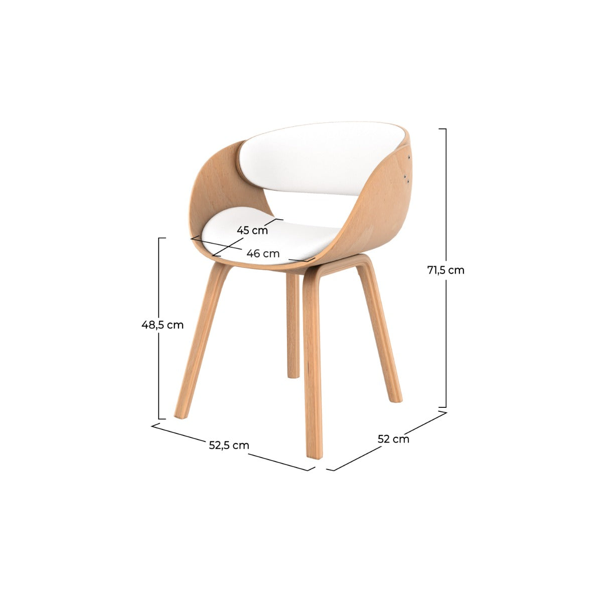 chaise adelmar en bois clair et blanche