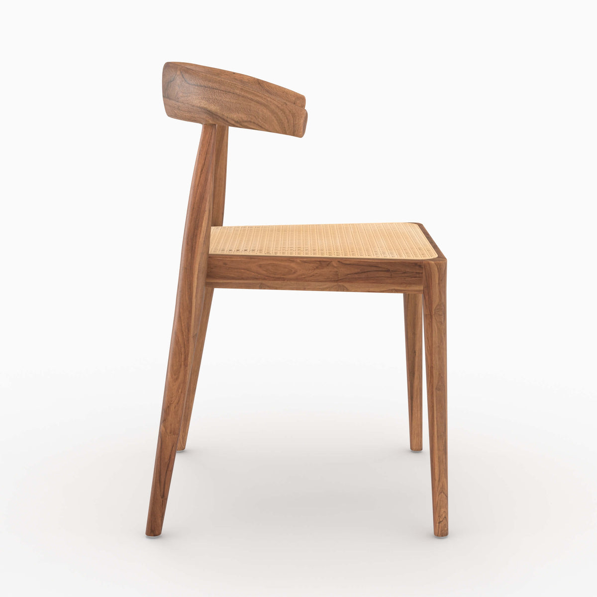 sedia alia in legno di teak e canna d'India set di 2