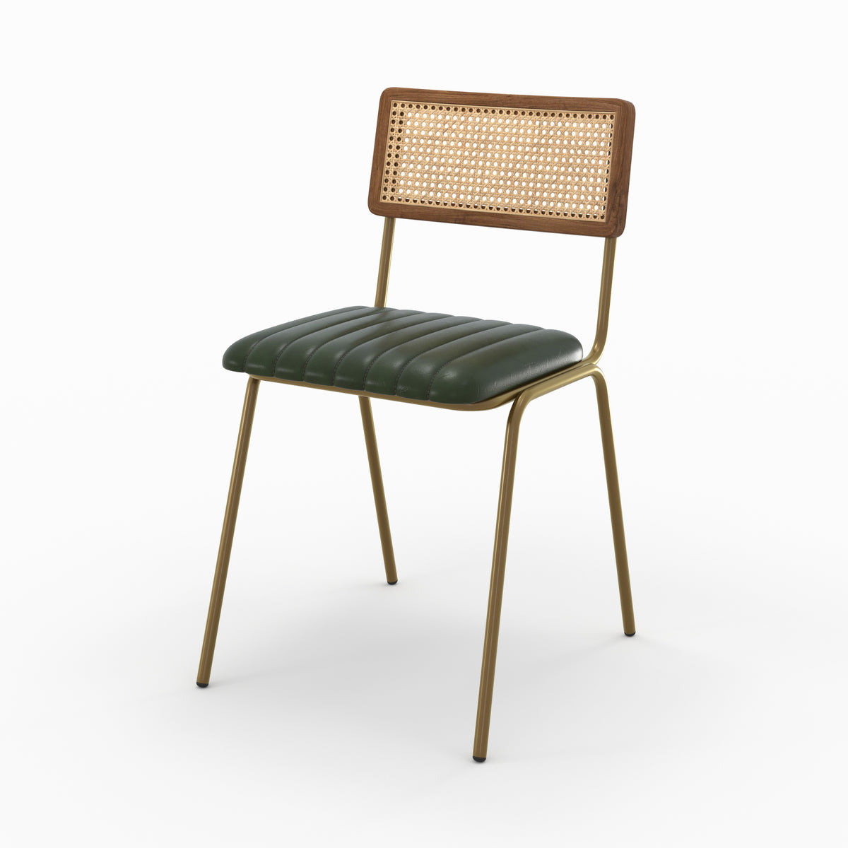 chaise arsene en cuir vert et cannage lot de 2