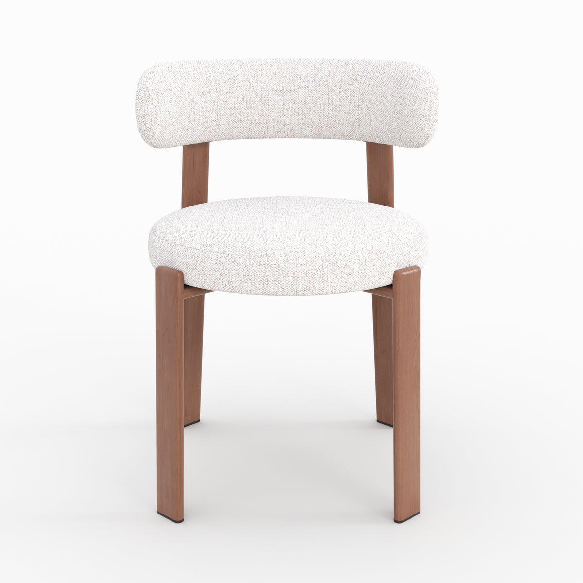 Chaise Aura tissu texture blanc cassé pieds métal effet bois vue face