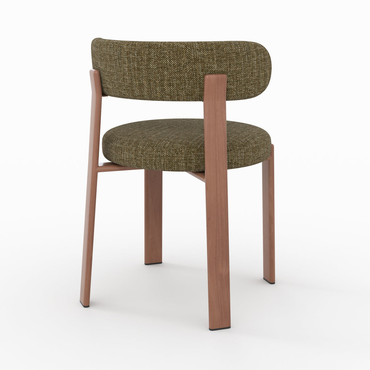 Chaise Aura vert kaki pieds métal effet bois tissu texture vue trois quarts arrière