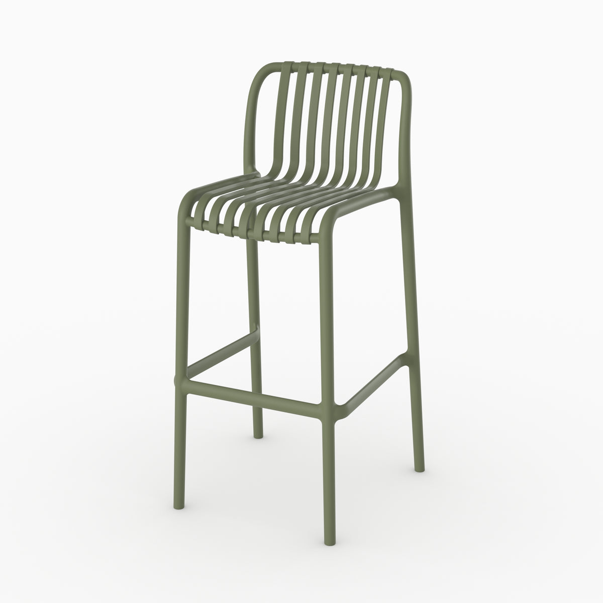 Chaise bar Duli vert kaki plastique comptoir