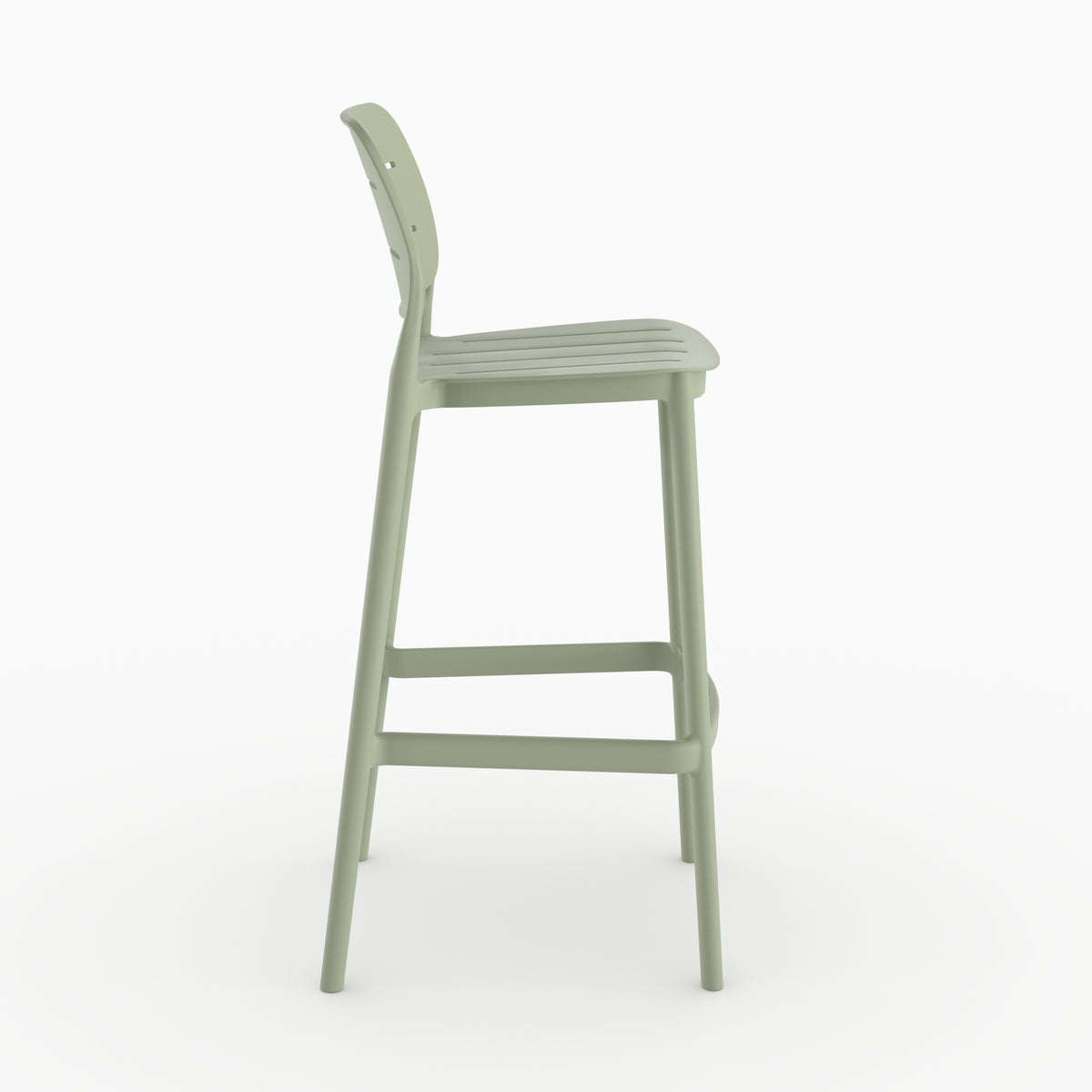 Chaise bar Lola 75cm vert pastel plastique packshot frontal