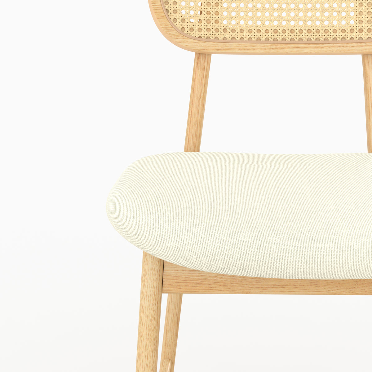 Chaise bar Maria détail cannage rotin assise tissu beige – Maison Pavane