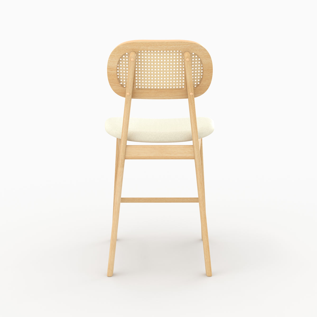 Chaise bar Maria mi-hauteur rotin cannage bois clair vue arrière – Maison Pavane