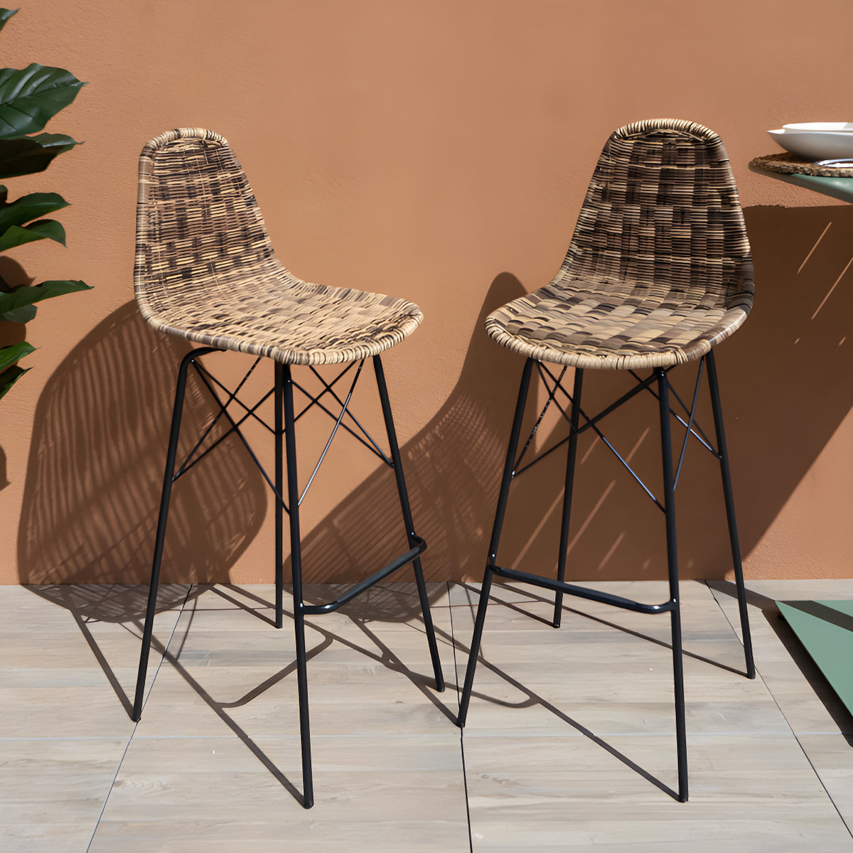 chaise bar resine tressee tiptur 76 cm