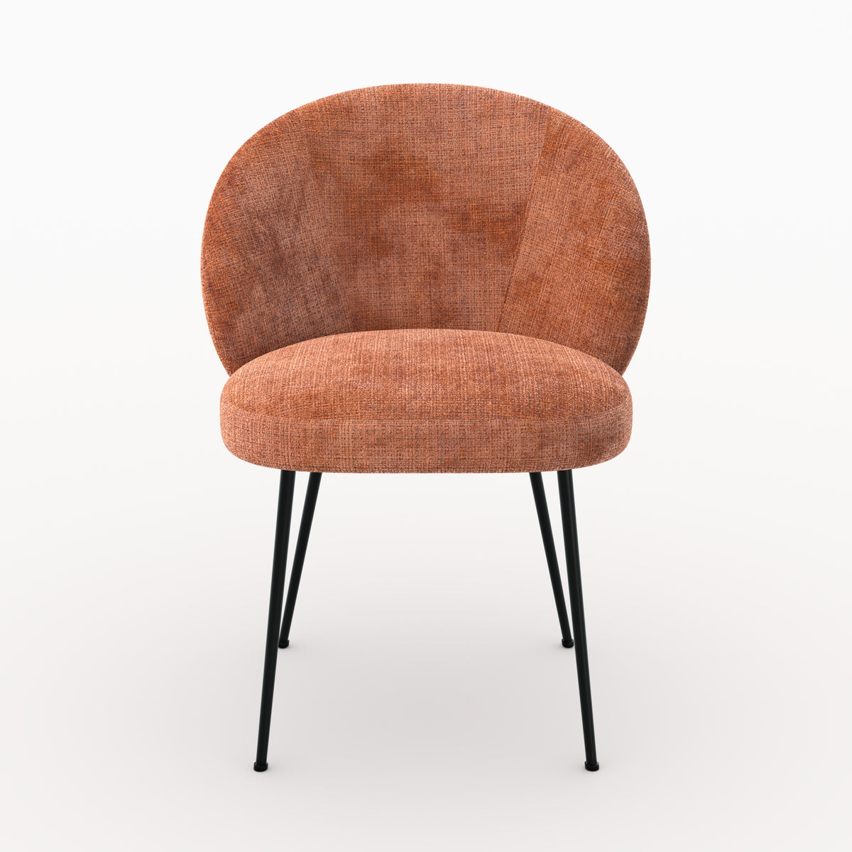 Chaise Bloomy en velours chenille terracotta et métal noir zoom produit
