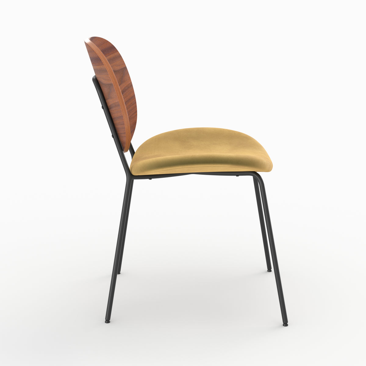 chaise bois et velours jaune simone x2