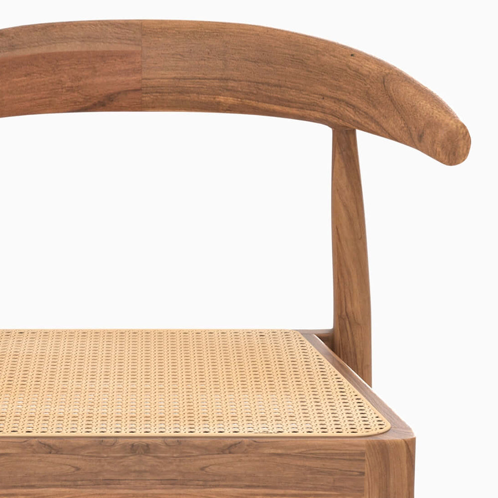sedia in legno teak rattan impagliato set di 2 alia