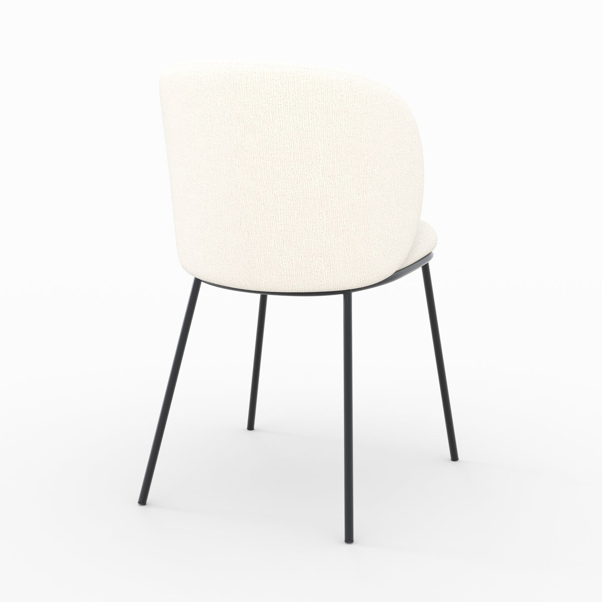 Chaise bulle blanc pieds métal noir tissu doux vue trois quarts arrière