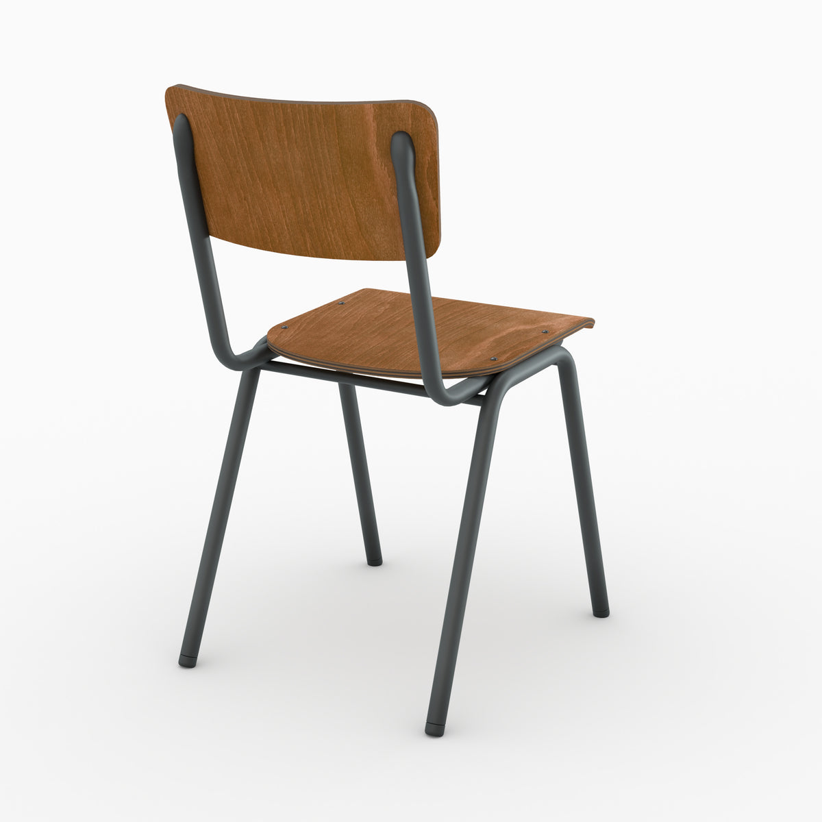 Chaise Clem écolier bois foncé métal noir trois quarts arrière – Maison Pavane