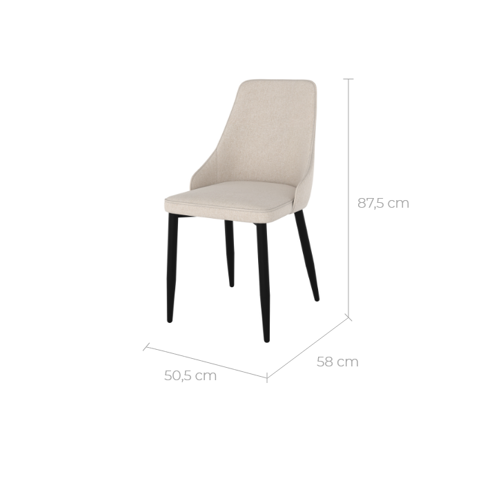 chaise confortable pieds noir et tissu beige pipo